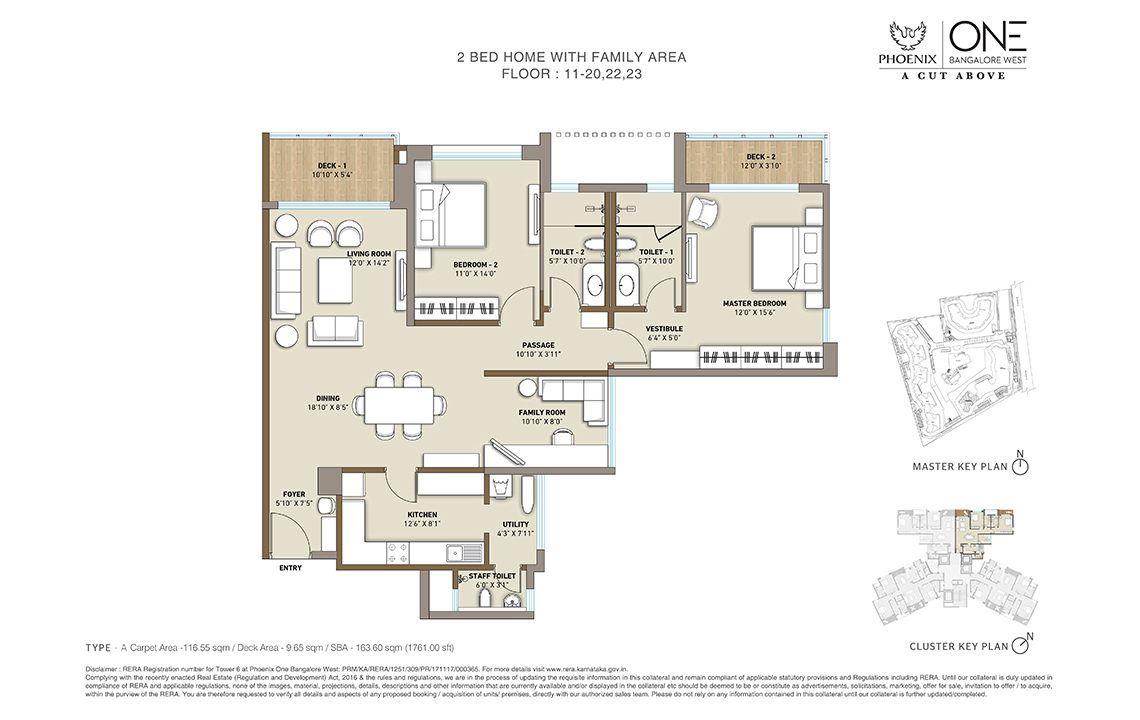 Floor Plan (2 BHK) of Luxury Residential Flats in